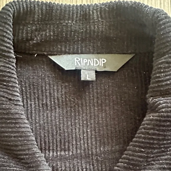 Black Corduroy Jacket with White Cat Embroidery - Picture 3 of 3